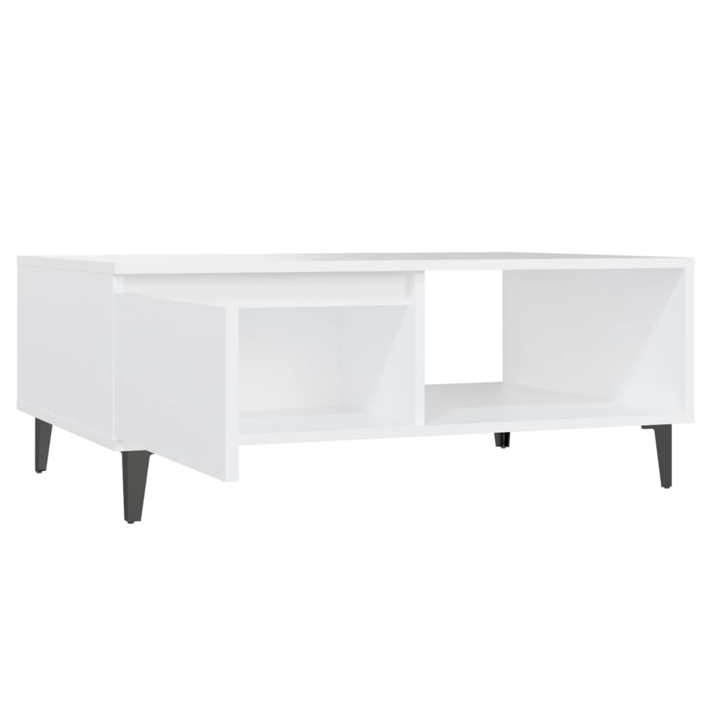 Table basse blanche 90x60x35 cm en bois