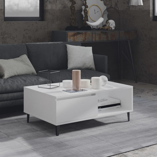 Table basse blanche 90x60x35 cm en bois