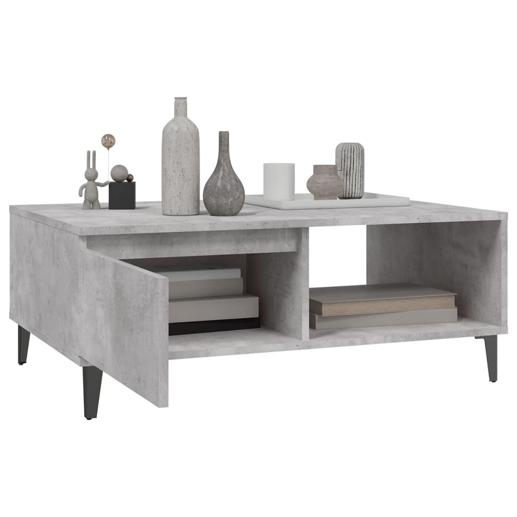 Table basse gris béton 90x60x35 cm en bois