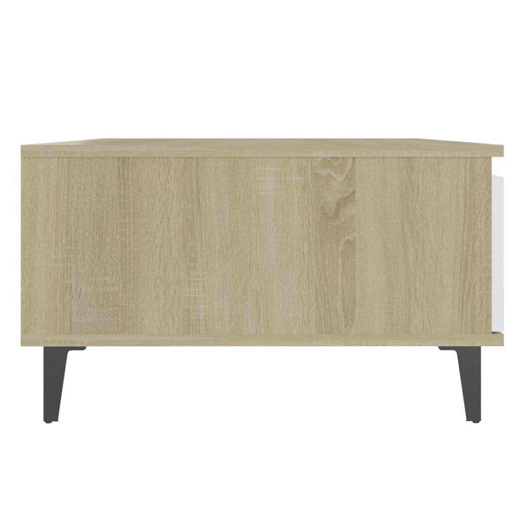 Table basse blanc et chêne Sonoma 90x60x35 cm matière bois