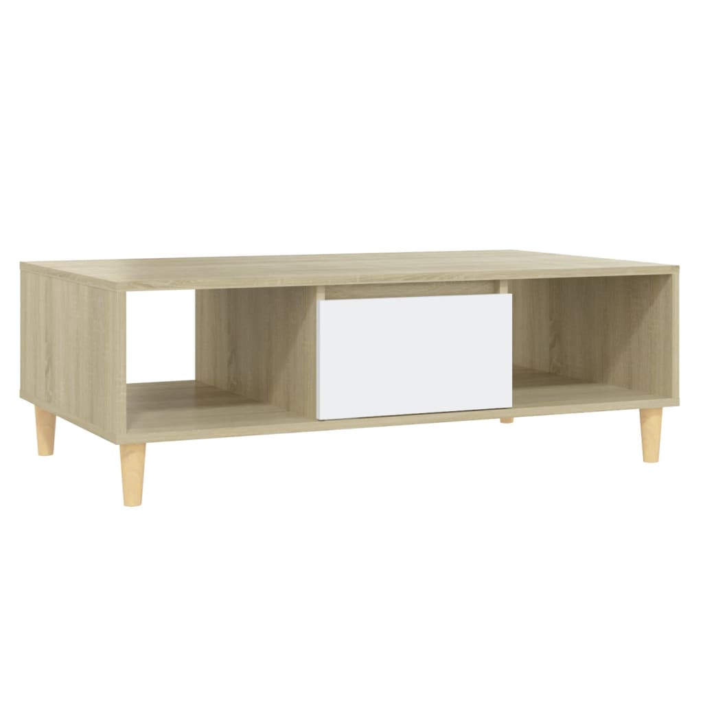 Couchtisch Weiß und Sonoma-Eiche 103,5x60x35 cm Holzwerkstoff