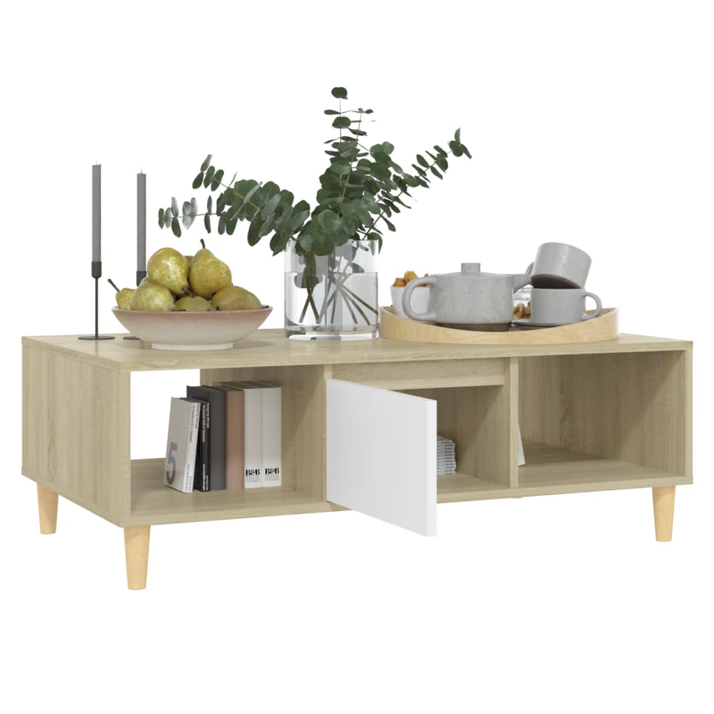 Couchtisch Weiß und Sonoma-Eiche 103,5x60x35 cm Holzwerkstoff
