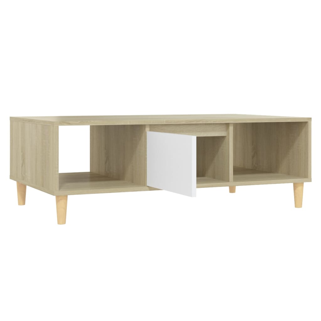 Couchtisch Weiß und Sonoma-Eiche 103,5x60x35 cm Holzwerkstoff