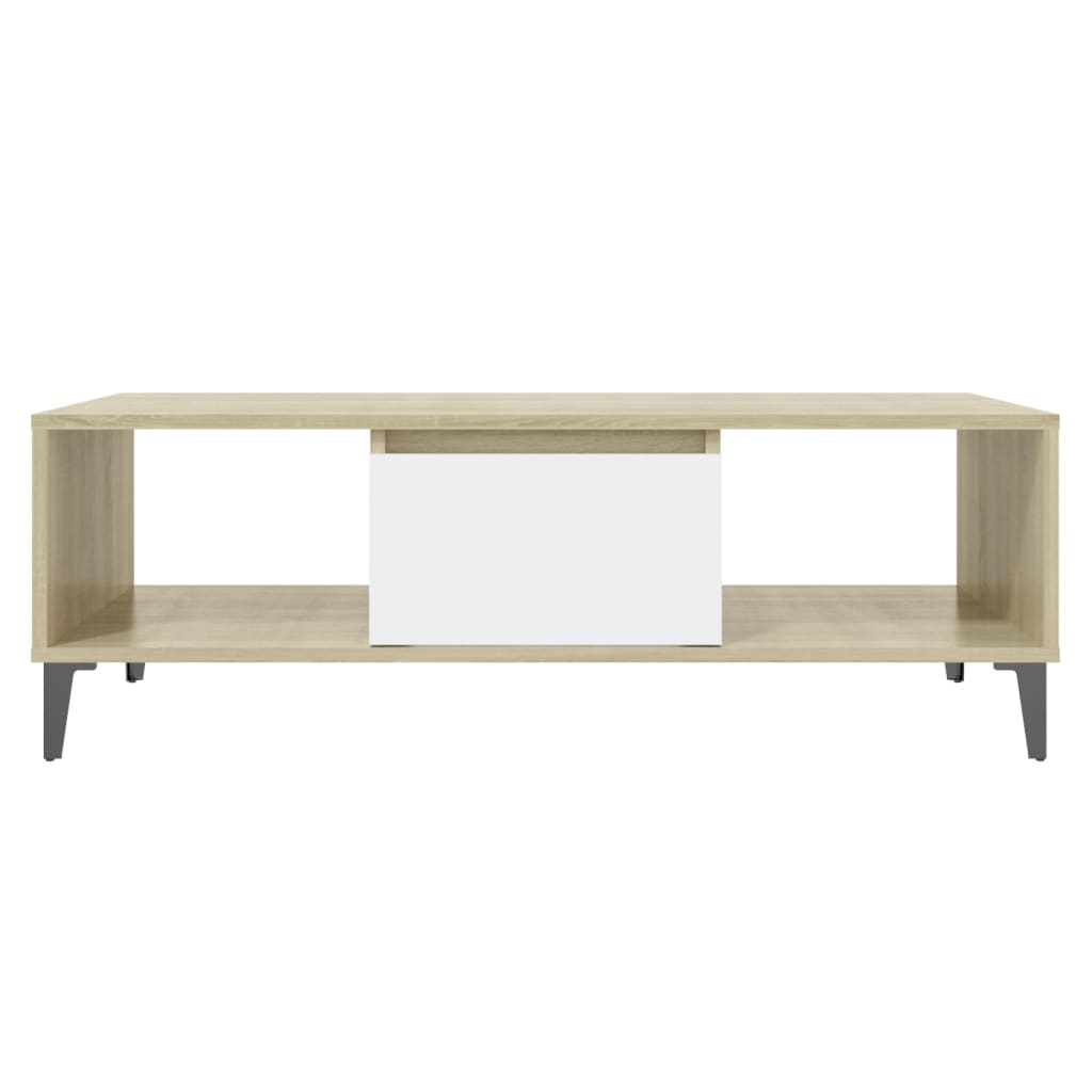 Coffee table white and Sonoma oak 103.5x60x35 cm wood material