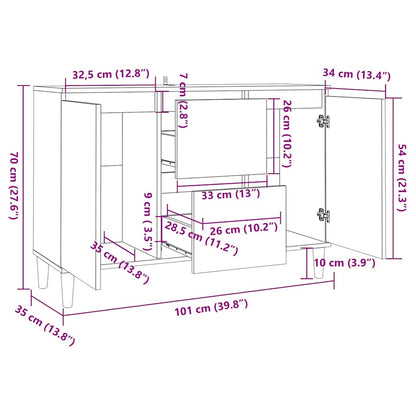 Sideboard Betongrau 101x35x70 cm Holzwerkstoff