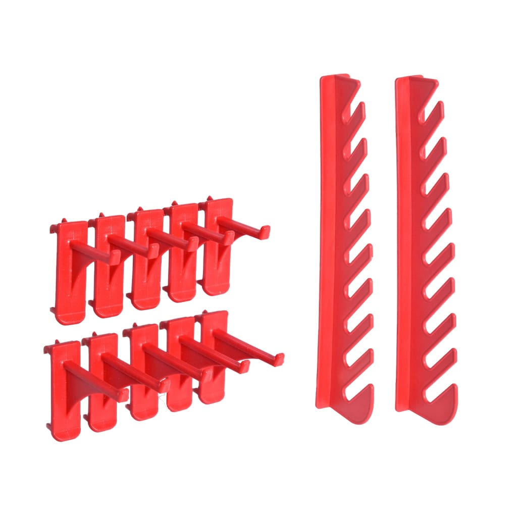 71-tlg. Lagersystem mit Wandplatten Rot und Schwarz