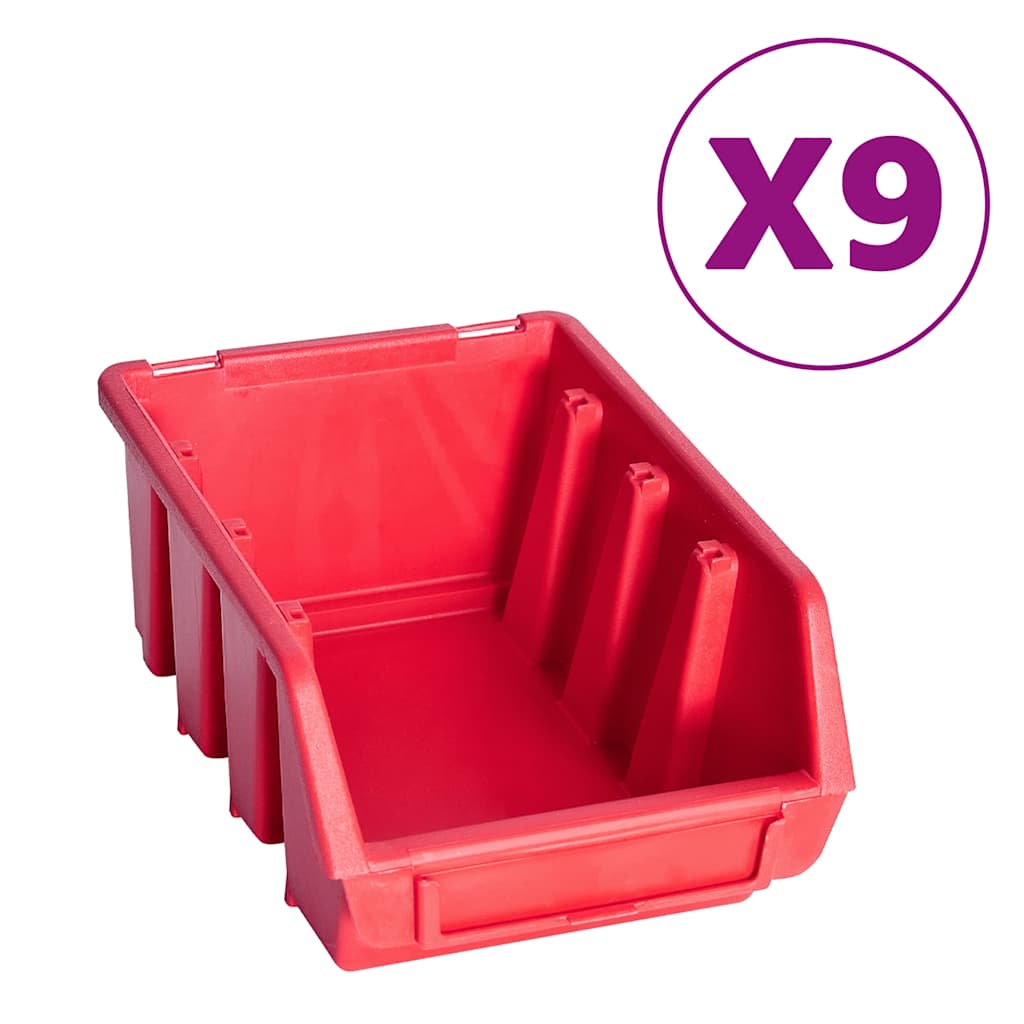 103-tlg. Werkzeugwand mit Sichtlagerkästen Rot und Schwarz