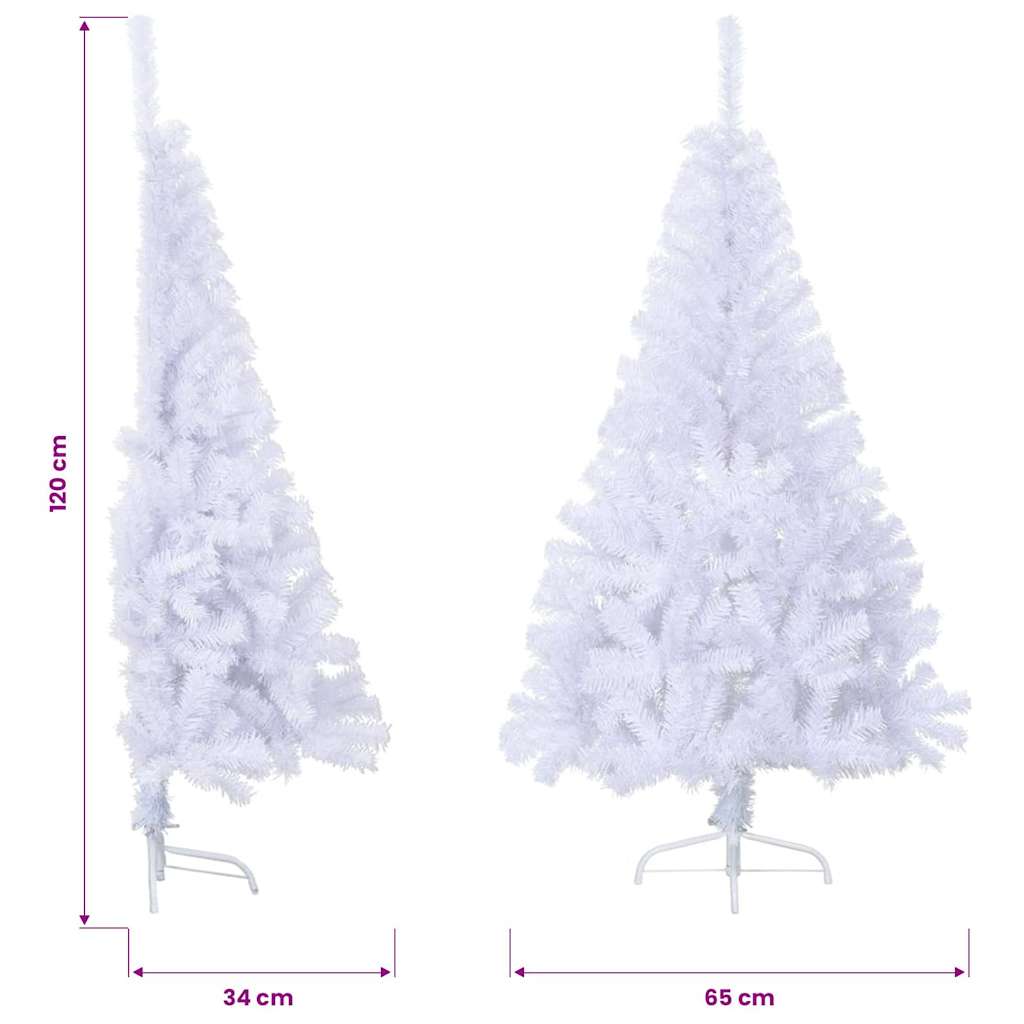 Künstlicher Halb-Weihnachtsbaum mit Ständer Weiß 120 cm PVC