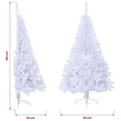 Künstlicher Halb-Weihnachtsbaum mit Ständer Weiß 120 cm PVC