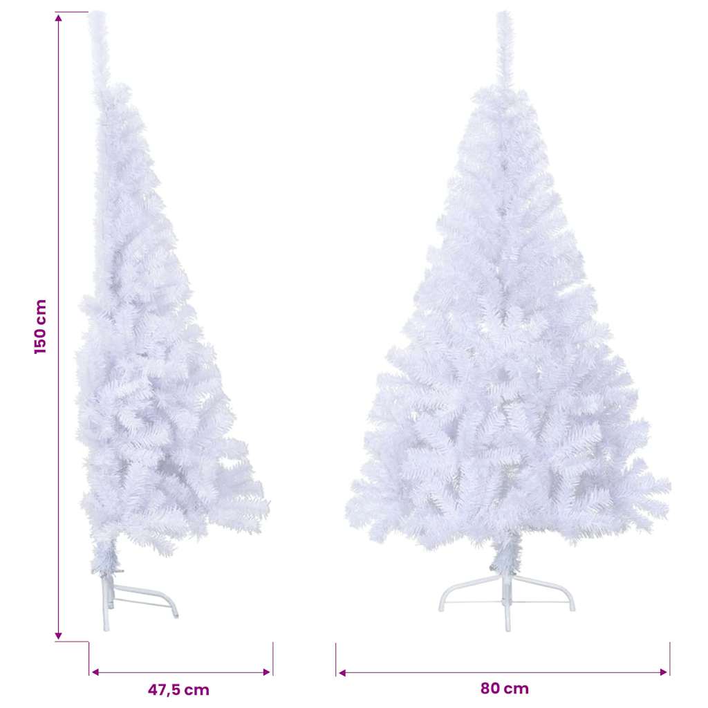 Künstlicher Halb-Weihnachtsbaum mit Ständer Weiß 150 cm PVC