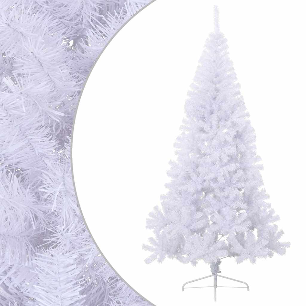 Künstlicher Halb-Weihnachtsbaum mit Ständer Weiß 180 cm PVC