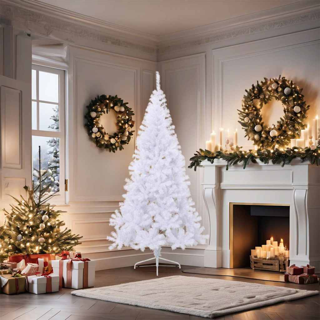 Künstlicher Halb-Weihnachtsbaum mit Ständer Weiß 180 cm PVC