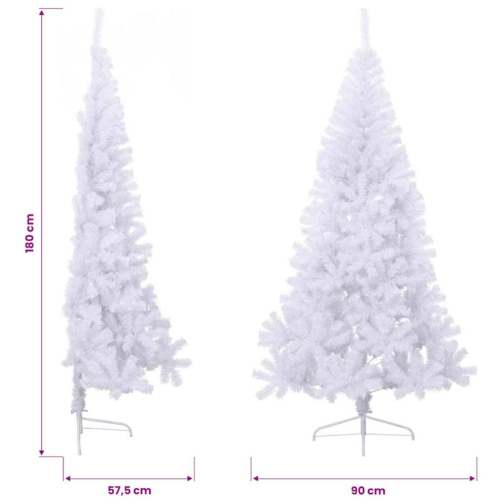 Künstlicher Halb-Weihnachtsbaum mit Ständer Weiß 180 cm PVC