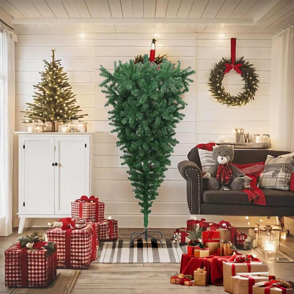 Künstlicher Weihnachtsbaum mit Ständer Umgekehrt Grün 180 cm