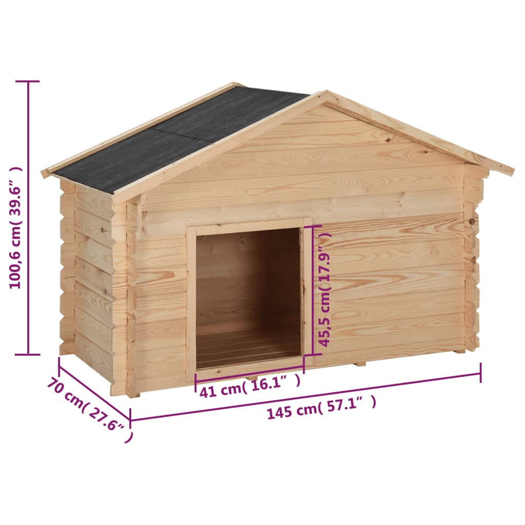 Hundehütte 145x70x100,6 cm Massivholz Kiefer 14 mm