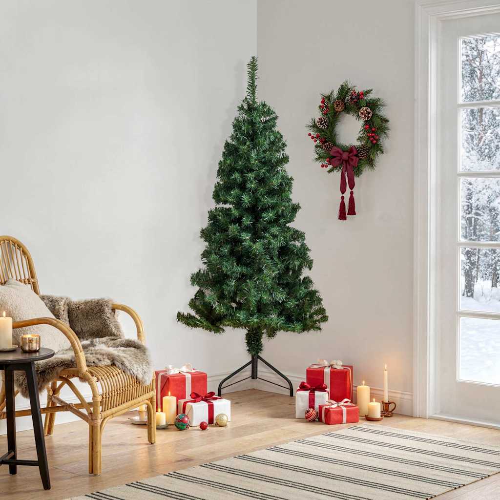 Künstlicher Eck-Weihnachtsbaum Grün 150 cm PVC