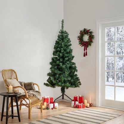 Künstlicher Eck-Weihnachtsbaum Grün 180 cm PVC