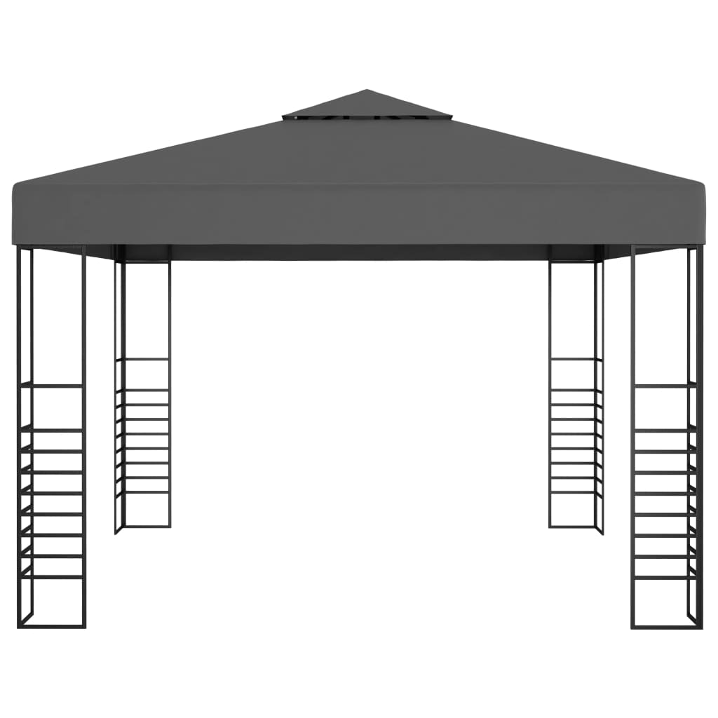 Gartenzelt mit LED-Lichterkette 3x3 m Anthrazit