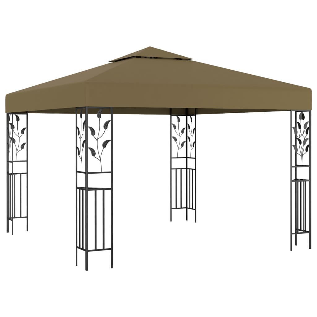 Pavillon mit LED-Lichterkette 3x3 m Taupe