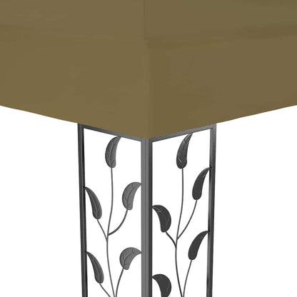 Pavillon mit Doppeldach & LED-Lichterkette 3x4 m Taupe