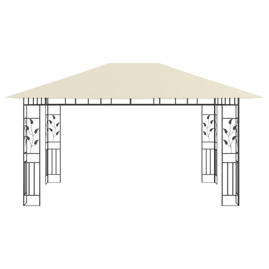 Pavillon mit Moskitonetz & LED-Lichterkette 4x3x2,73m Cremeweiß