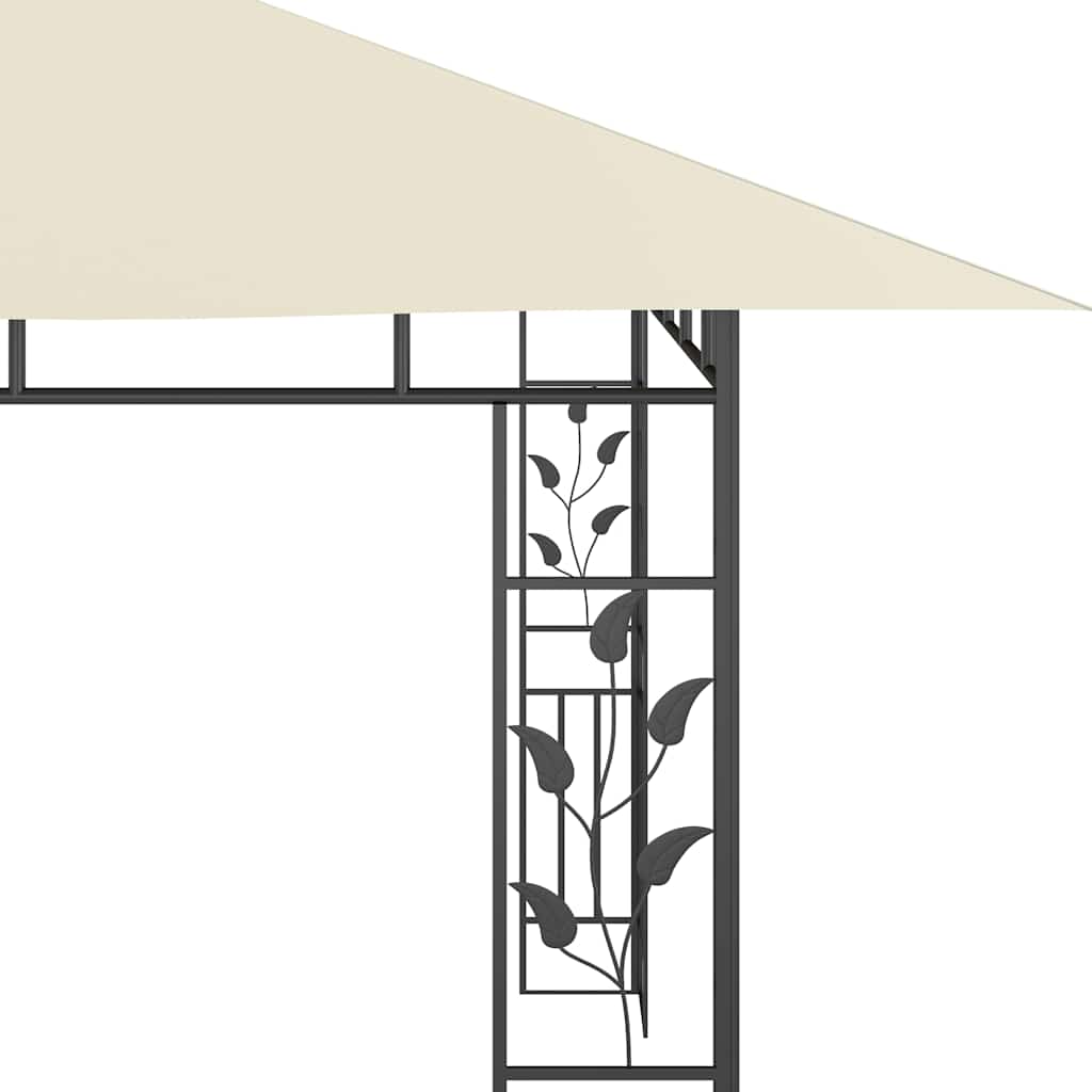 Pavillon mit Moskitonetz & LED-Lichterkette 4x3x2,73m Cremeweiß