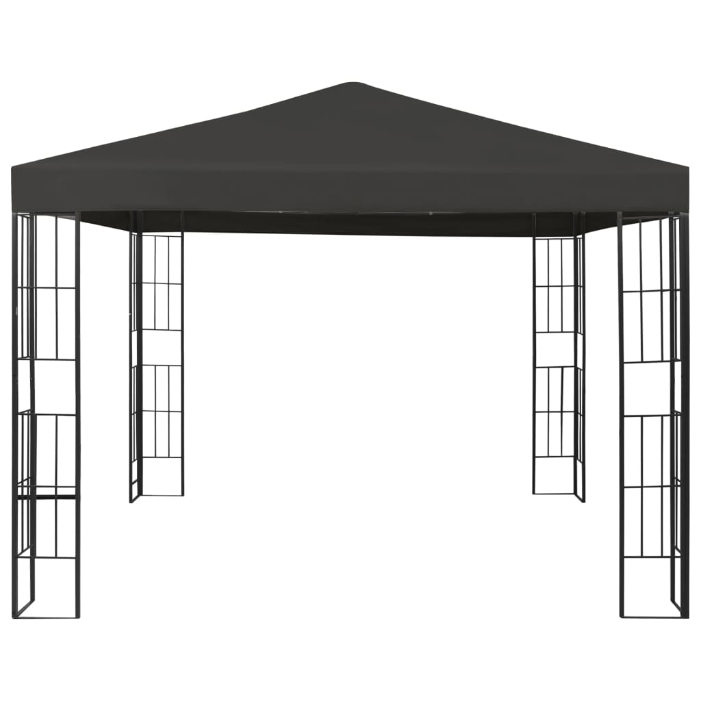 Pavillon mit LED-Lichterkette 3x3 m Anthrazit