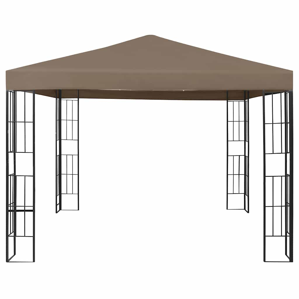 Pavillon mit LED-Lichterkette 3x3 m Taupe