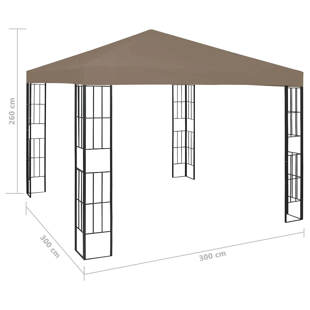 Pavillon mit LED-Lichterkette 3x3 m Taupe