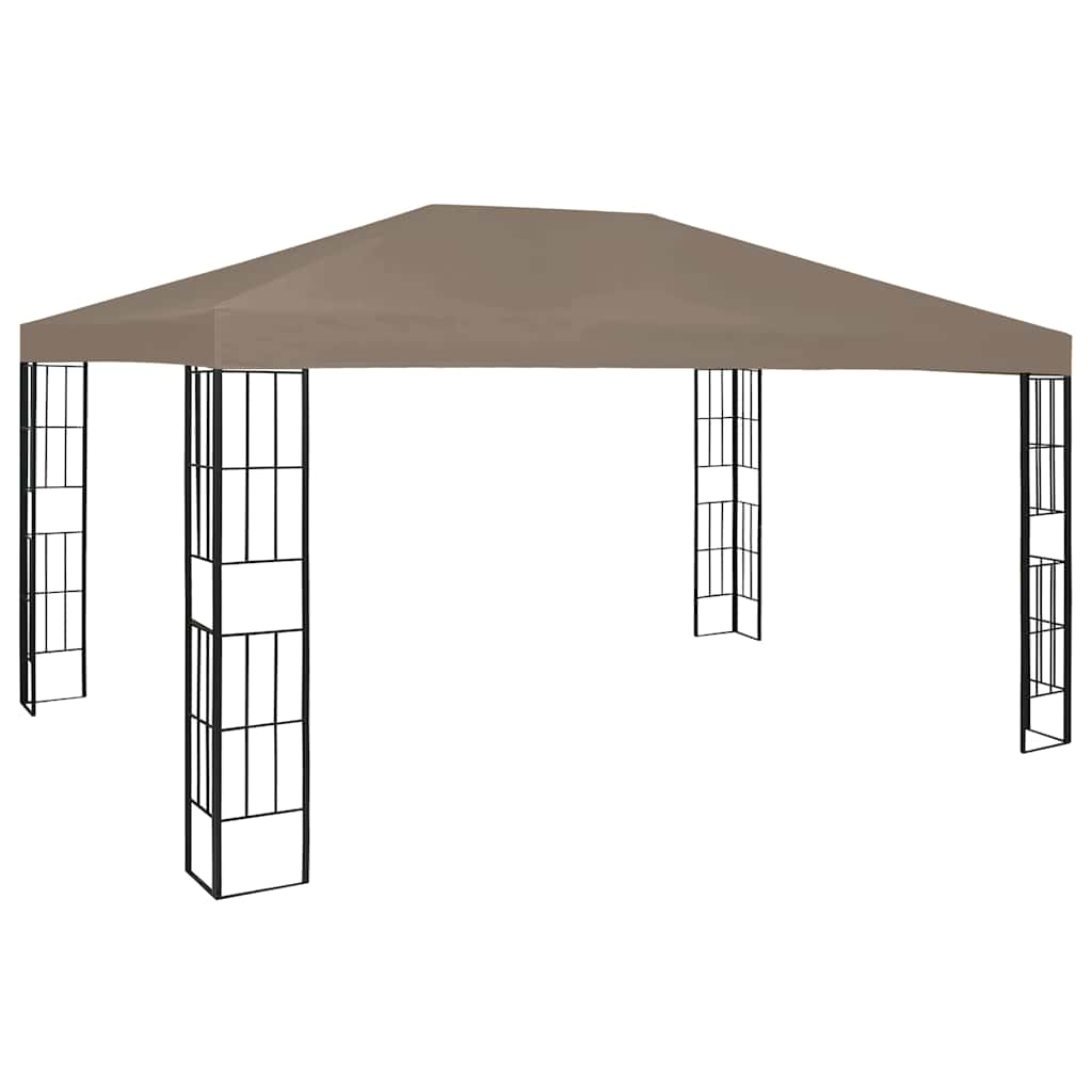 Pavillon mit LED-Lichterkette 4x3 m Taupe