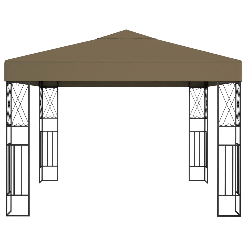 Pavillon mit LED-Lichterkette 3x3 m Taupe Stoff