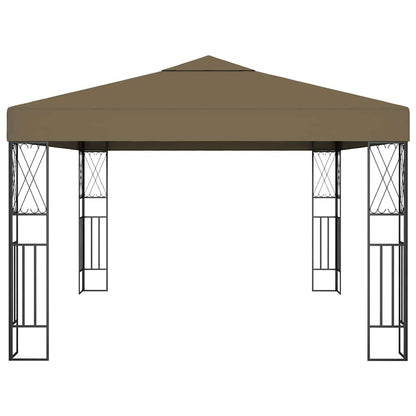 Pavillon mit LED-Lichterkette 3x4 m Taupe Stoff