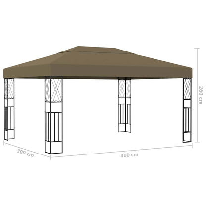 Pavillon mit LED-Lichterkette 3x4 m Taupe Stoff