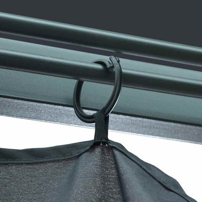 Pavillon mit Vorhängen & LED-Lichterkette 4x3 m Anthrazit Alu