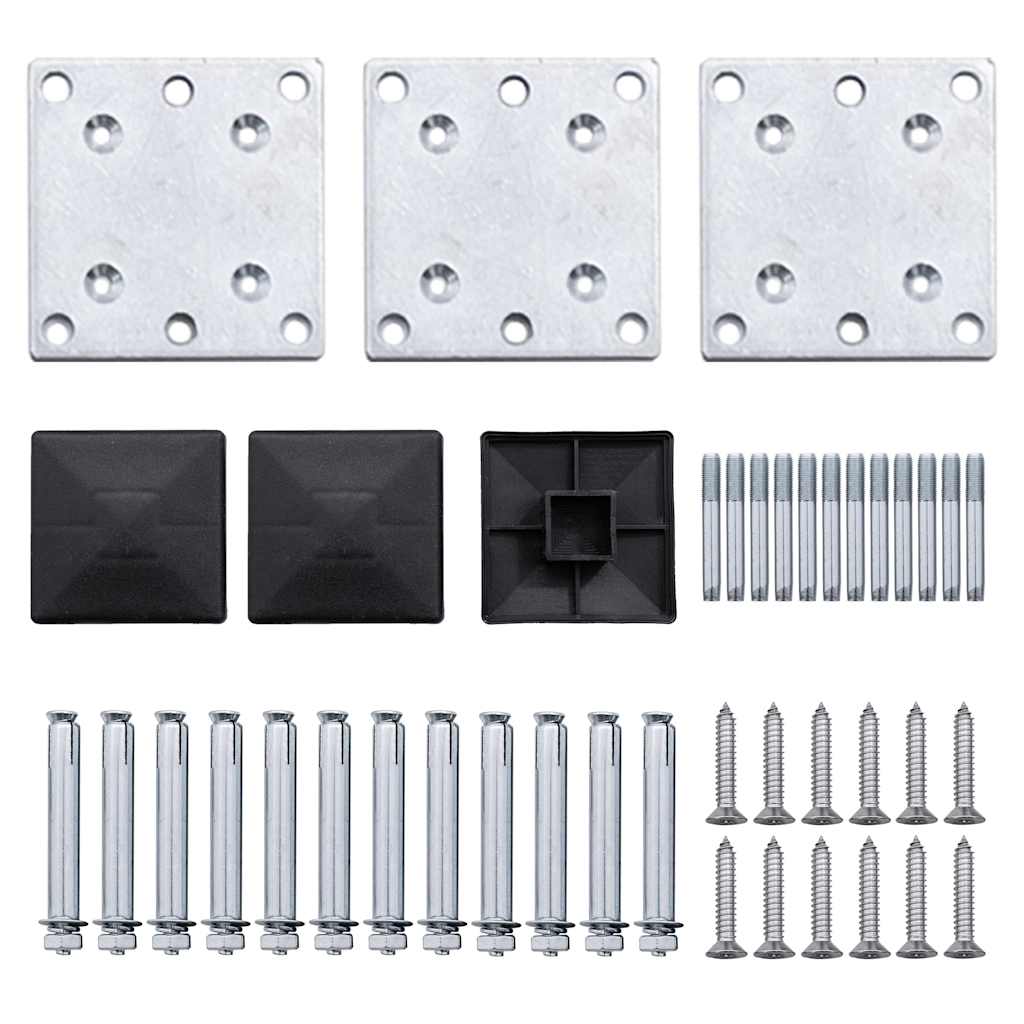Zaunelement Set WPC 353x186 cm Schwarz