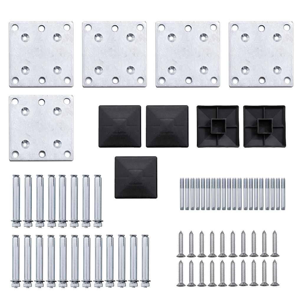 Zaunelement Set WPC 699x186 cm Schwarz