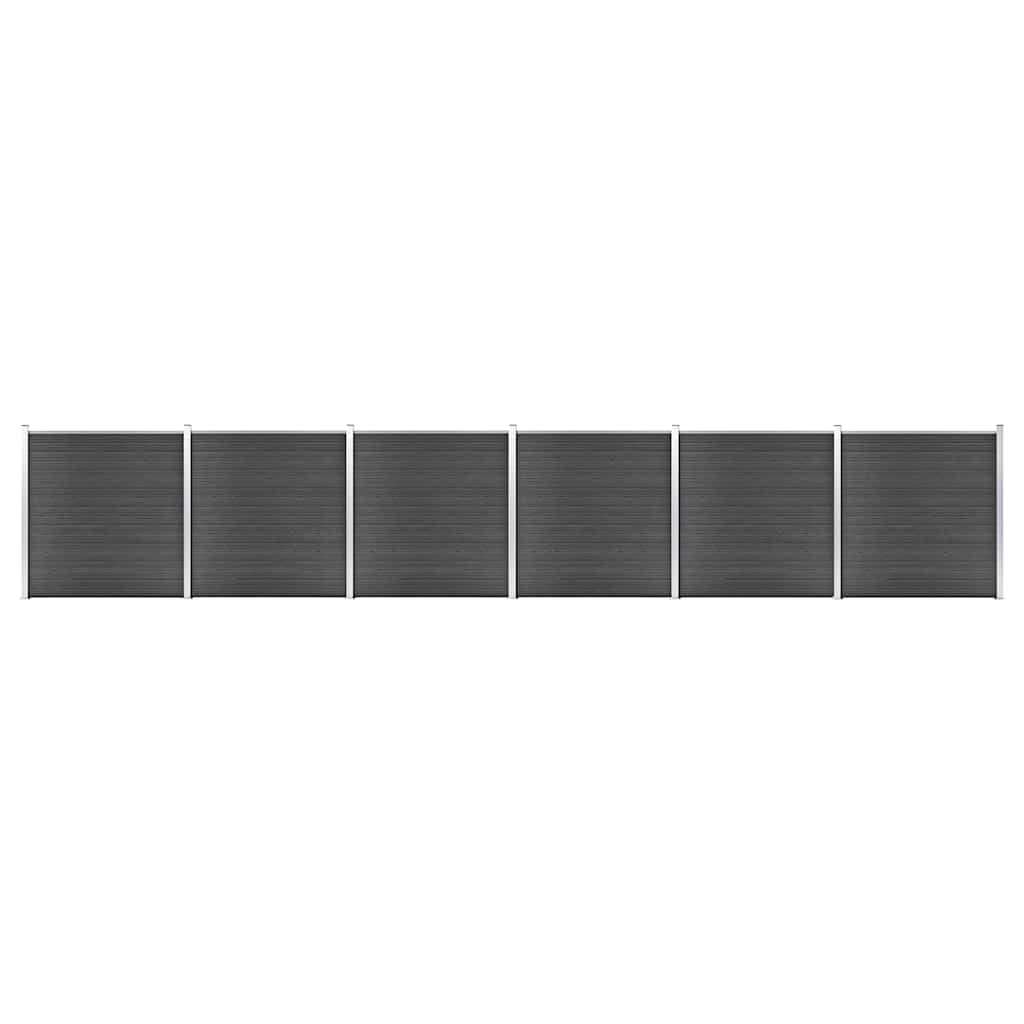 Zaunelement Set WPC 1045x186 cm Schwarz
