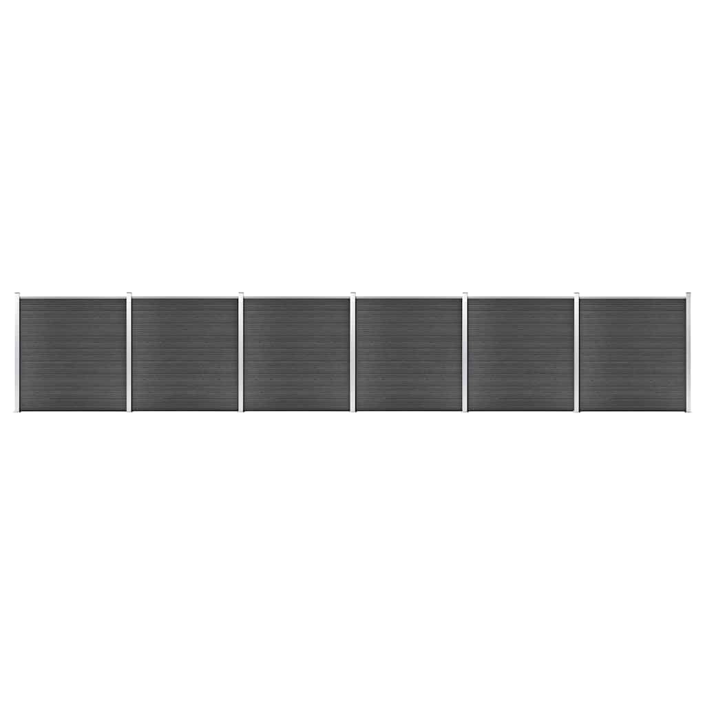 Zaunelement Set WPC 1045x186 cm Schwarz