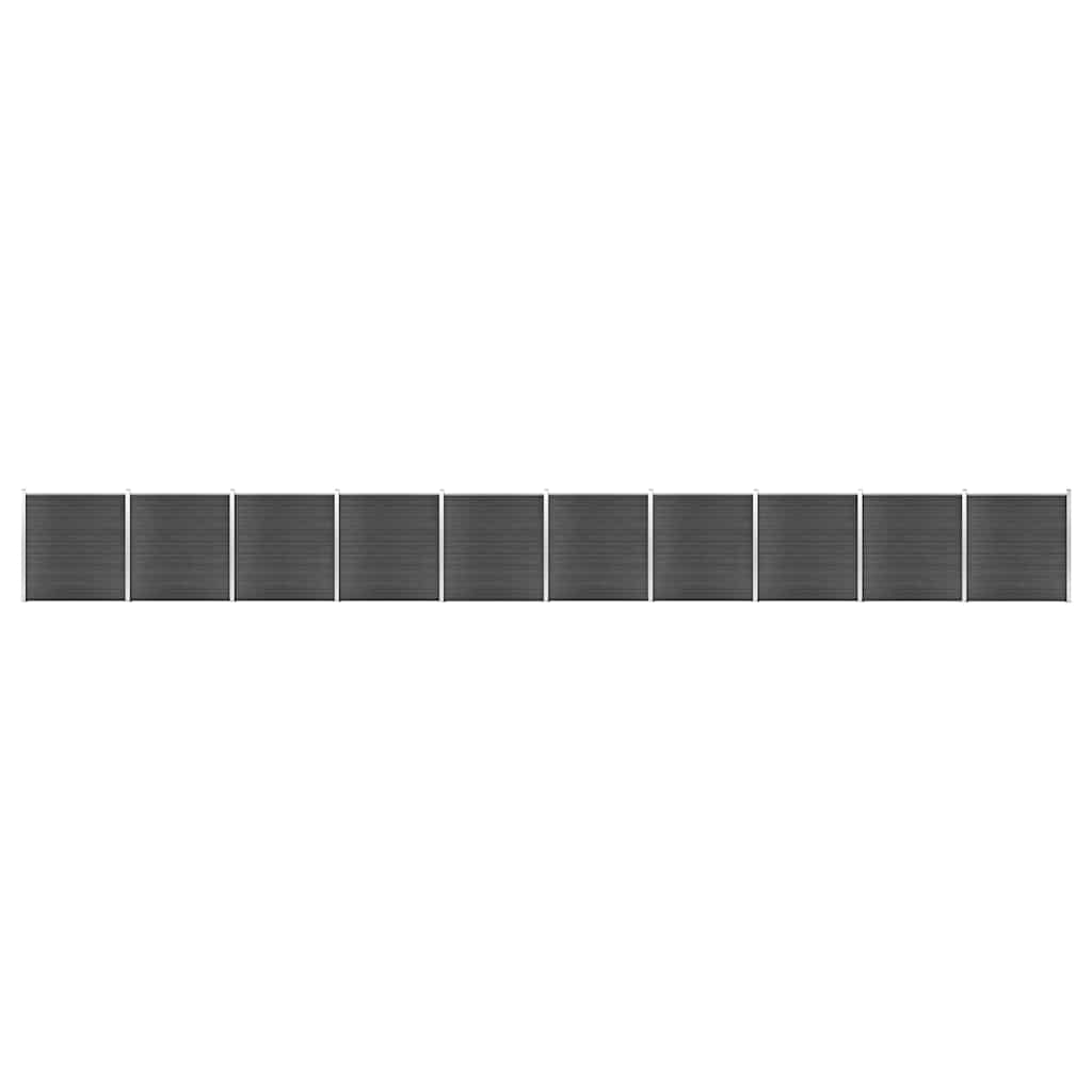 Zaunelement Set WPC 1737x186 cm Schwarz