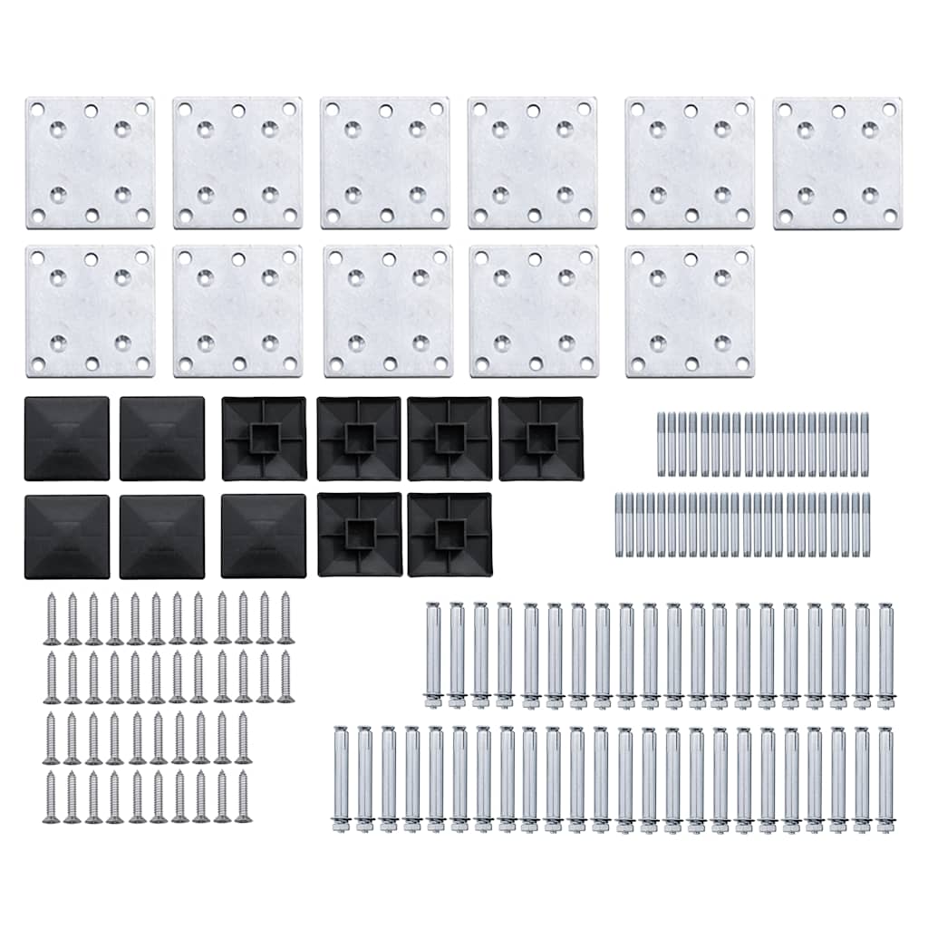 Zaunelement Set WPC 1737x186 cm Schwarz