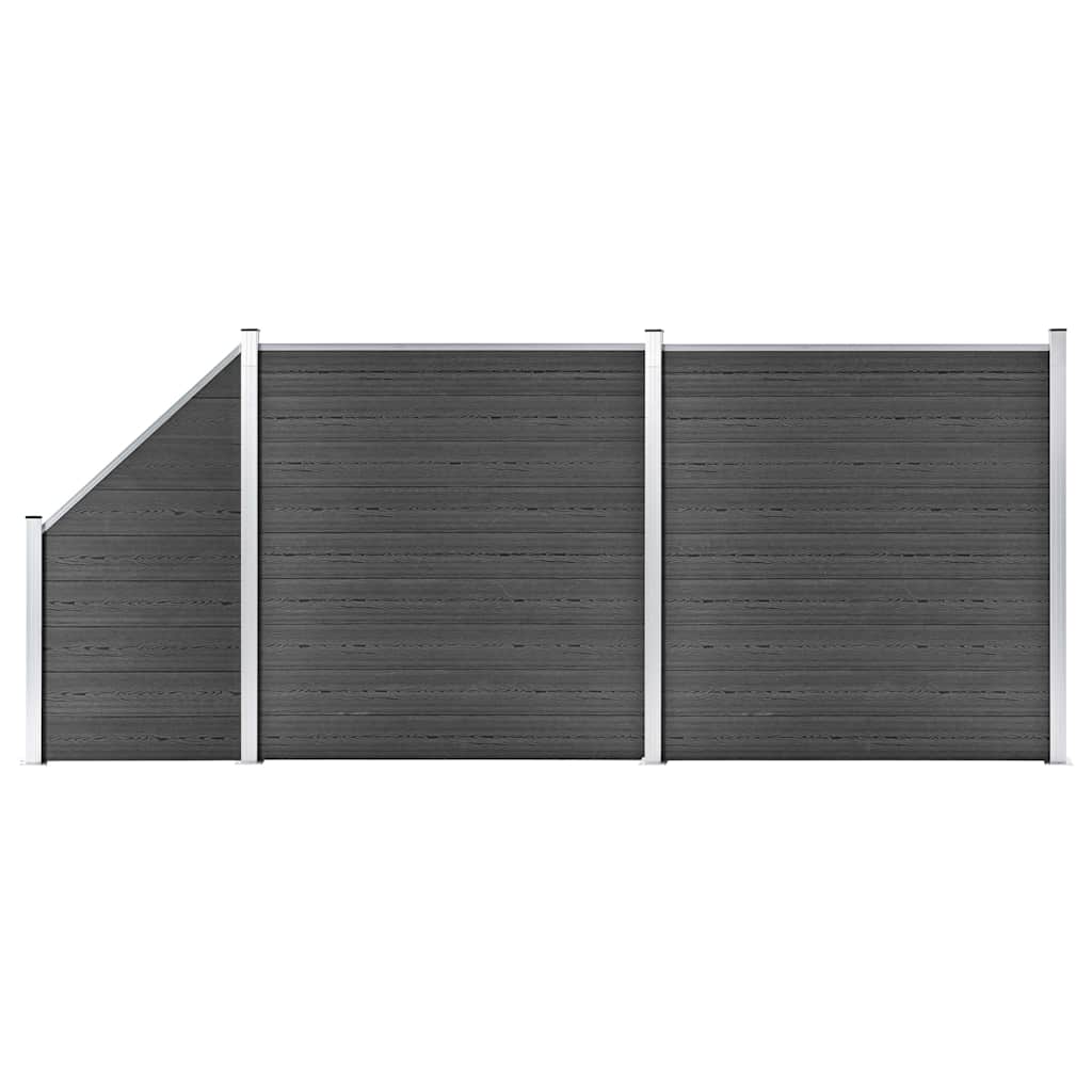 Zaunelement Set WPC 446x(105-186) cm Schwarz