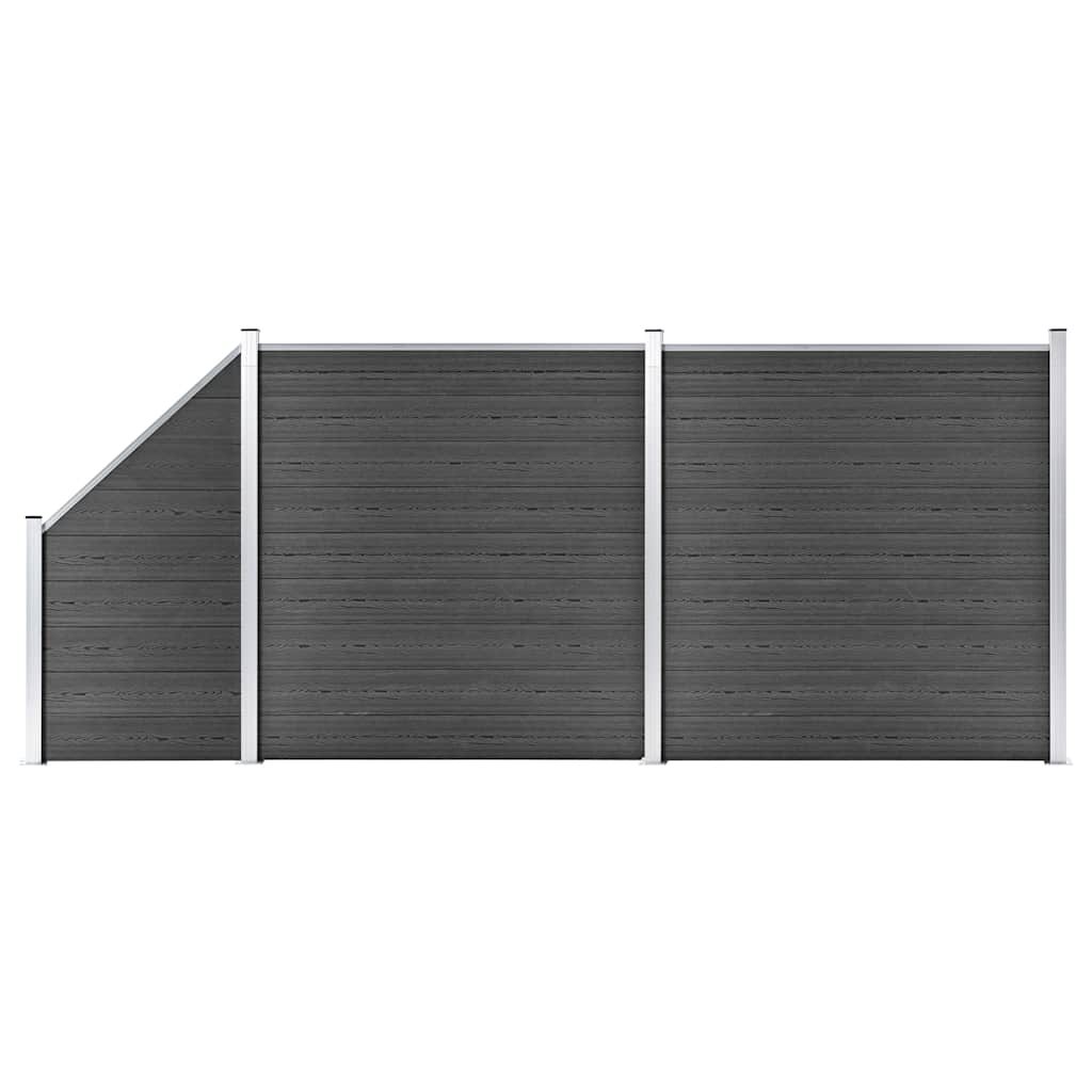 Zaunelement Set WPC 446x(105-186) cm Schwarz