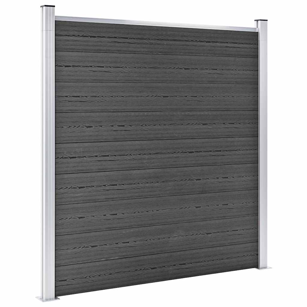 Zaunelement Set WPC 446x(105-186) cm Schwarz