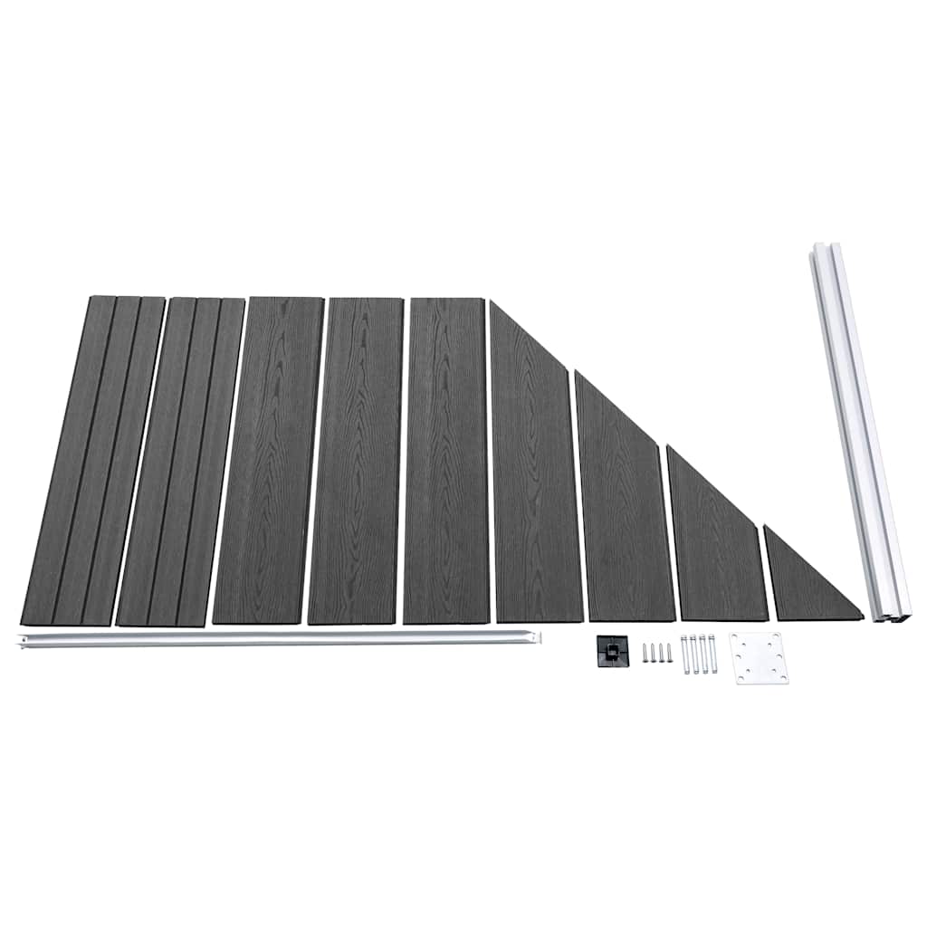 Zaunelement Set WPC 446x(105-186) cm Schwarz