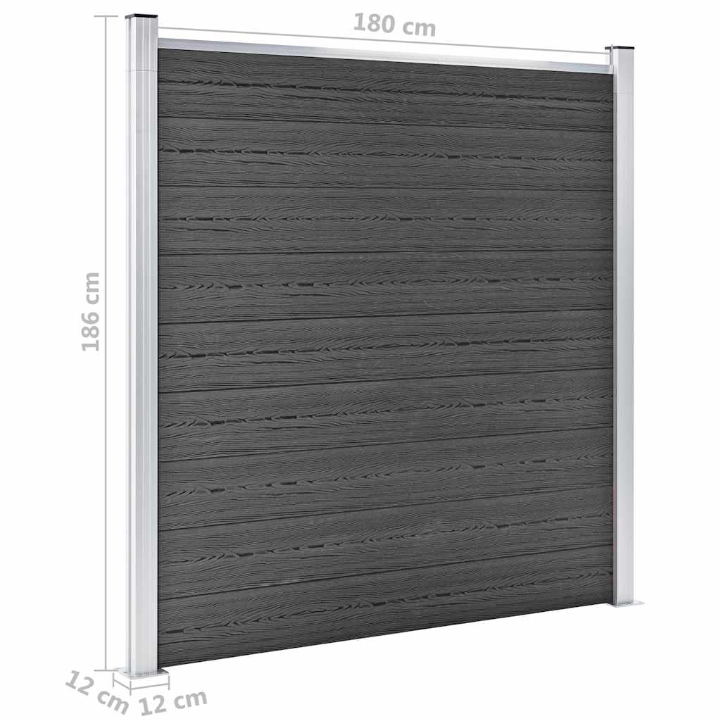 Zaunelement Set WPC 619x(105-186) cm Schwarz