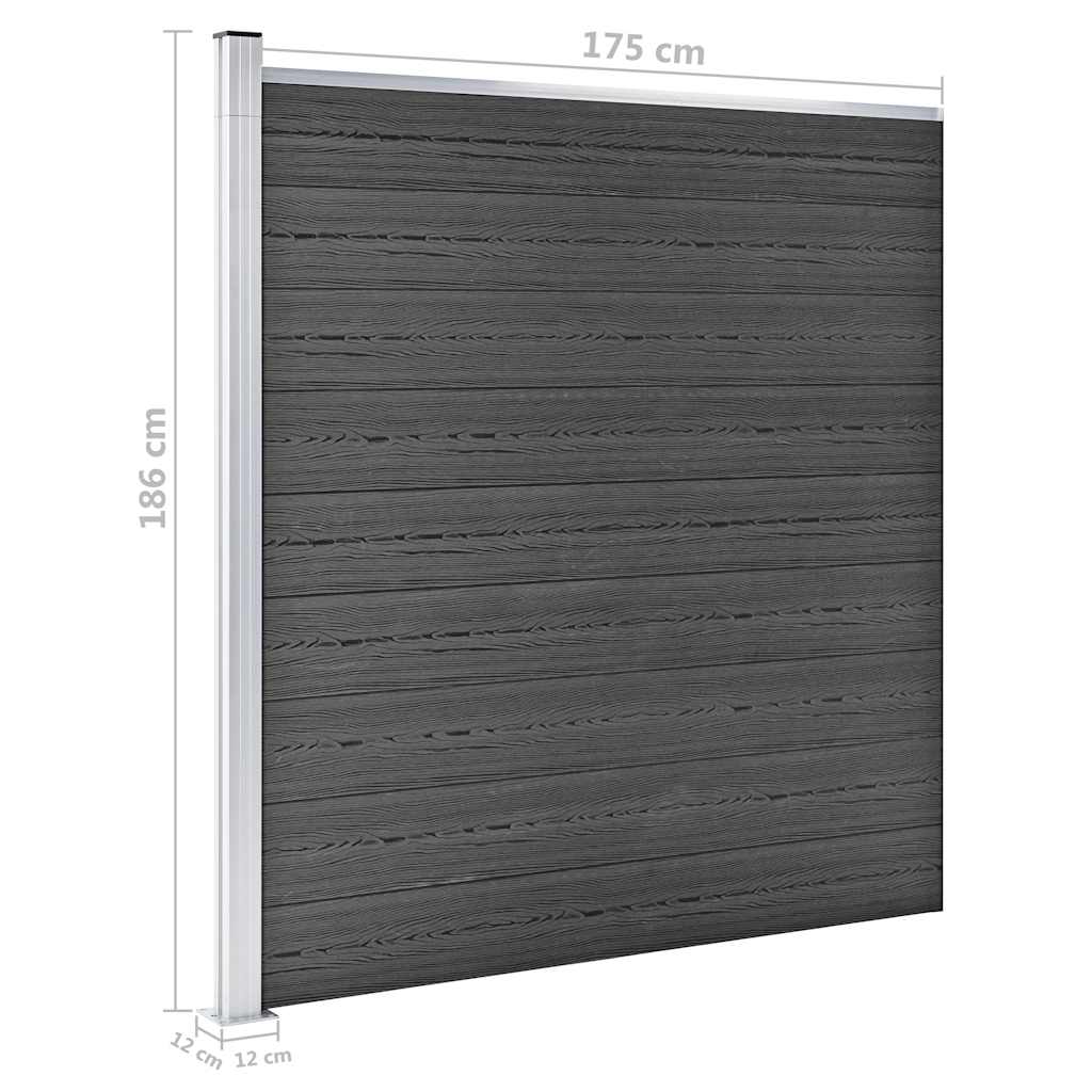 Zaunelement Set WPC 619x(105-186) cm Schwarz