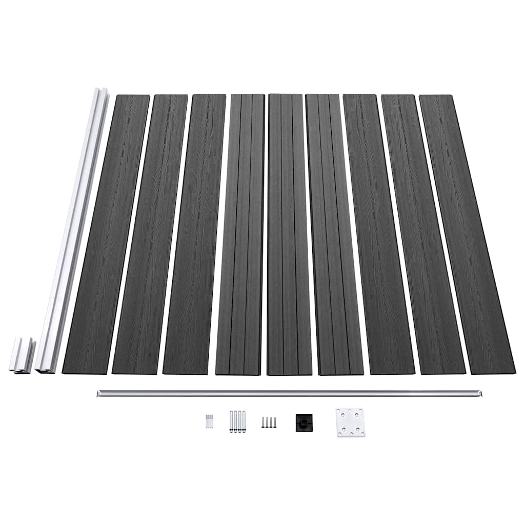 Zaunelement Set WPC 792x(105-186)cm Schwarz