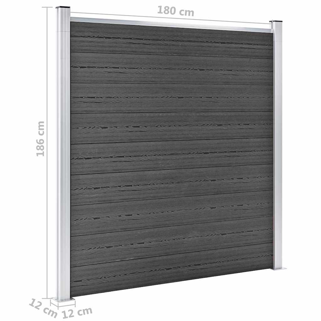Zaunelement Set WPC 965x(105-186) cm Schwarz