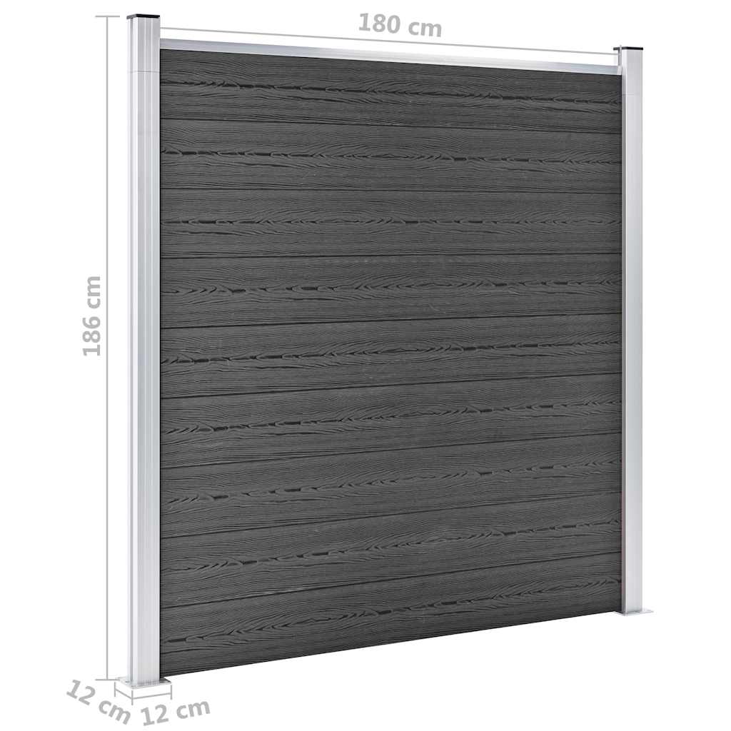 Zaunelement Set WPC 965x(105-186) cm Schwarz