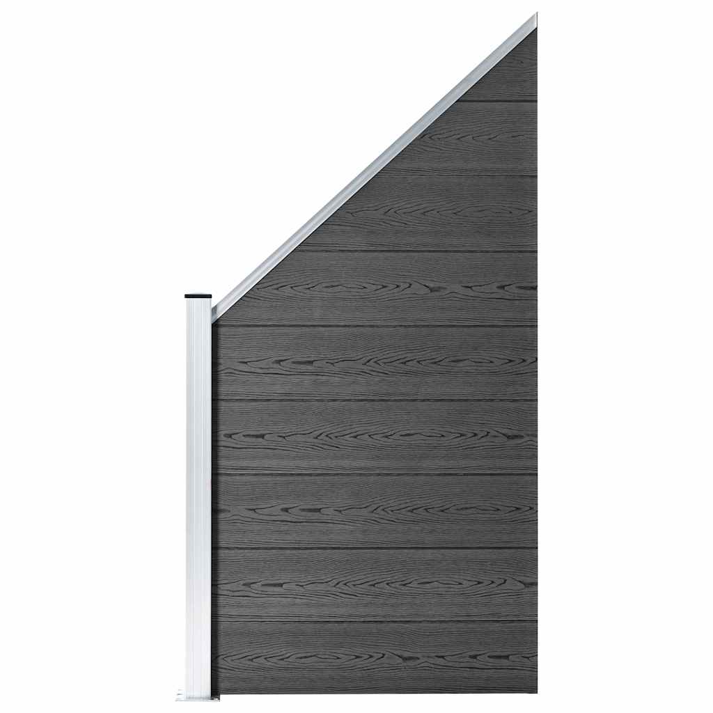 Zaunelement Set WPC 1138x(105-186) cm Schwarz